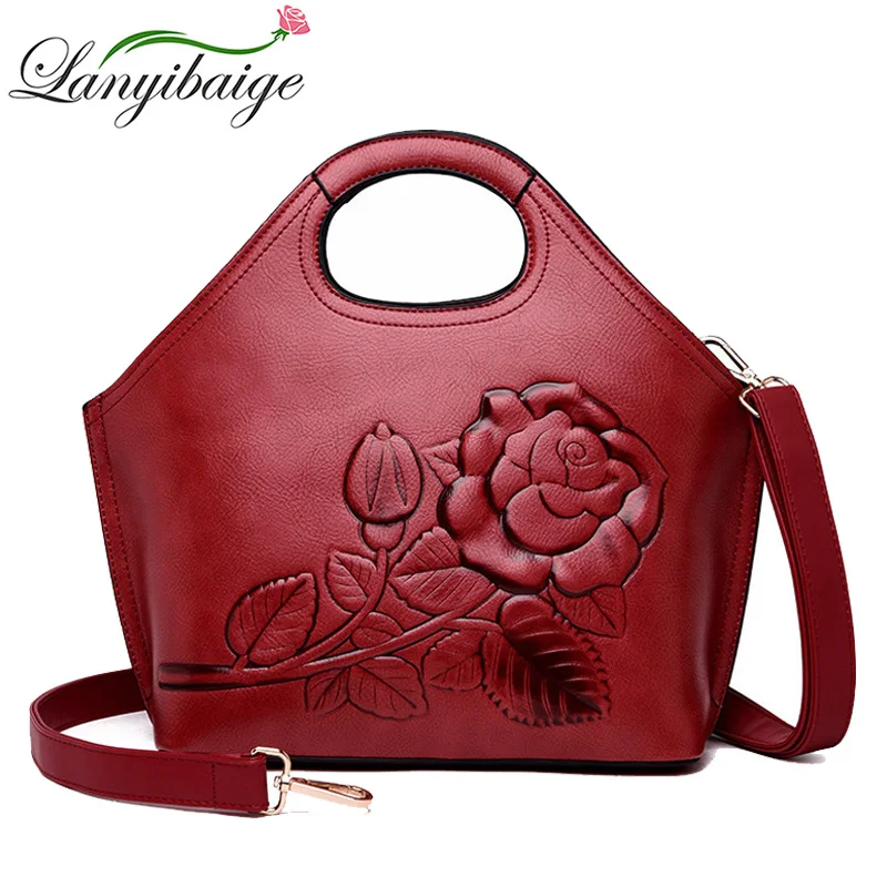 

Luxury Women Handbags Rose Flower For Women 2018 Designer Leather Messenger Bag Fashion Ladies Shoulder Bag Brand Big Totes Sac