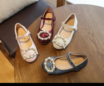 

Girls' shoes Spring and Autumn 2019 New Korean Wild Princess Leather shoes Little Kids student Older children Peas shoes