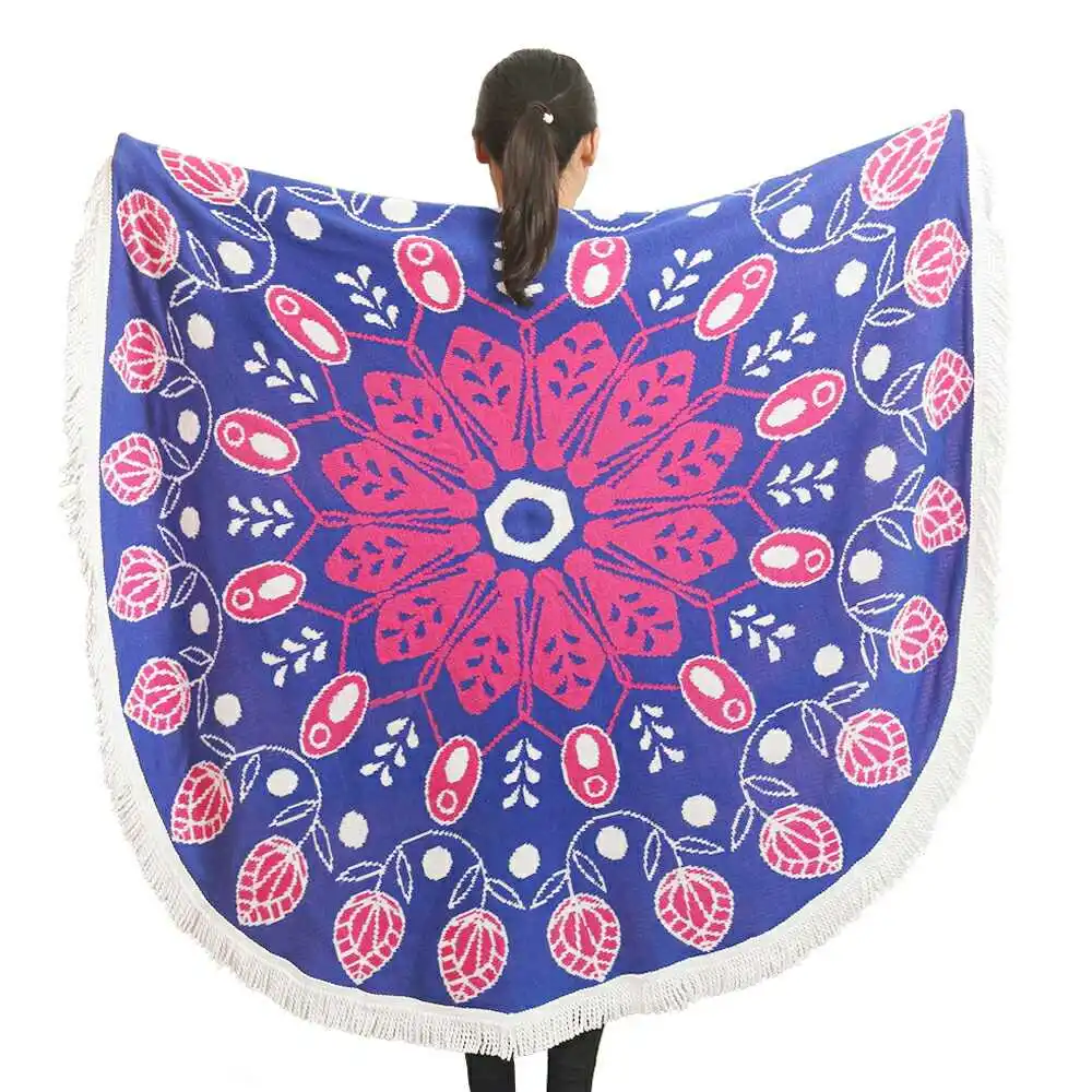 2016 New Summer Large Printed Round Beach Towels With Tassel Circle