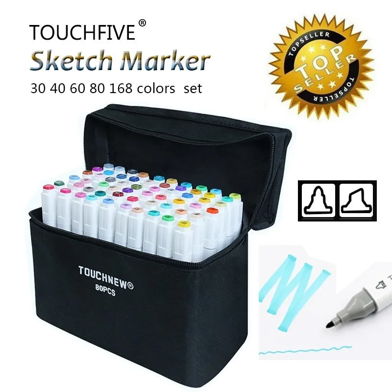 

Touchfive 30/40/60/80Color Dual Head Art Marker Set Alcohol Sketch Markers Pen for Artist Drawing Manga Design Art Supplier