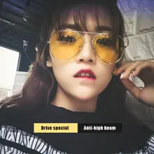 Retro metal frame sunglasses sunglasses yellow film night vision goggles multicolor selection Sunglasses