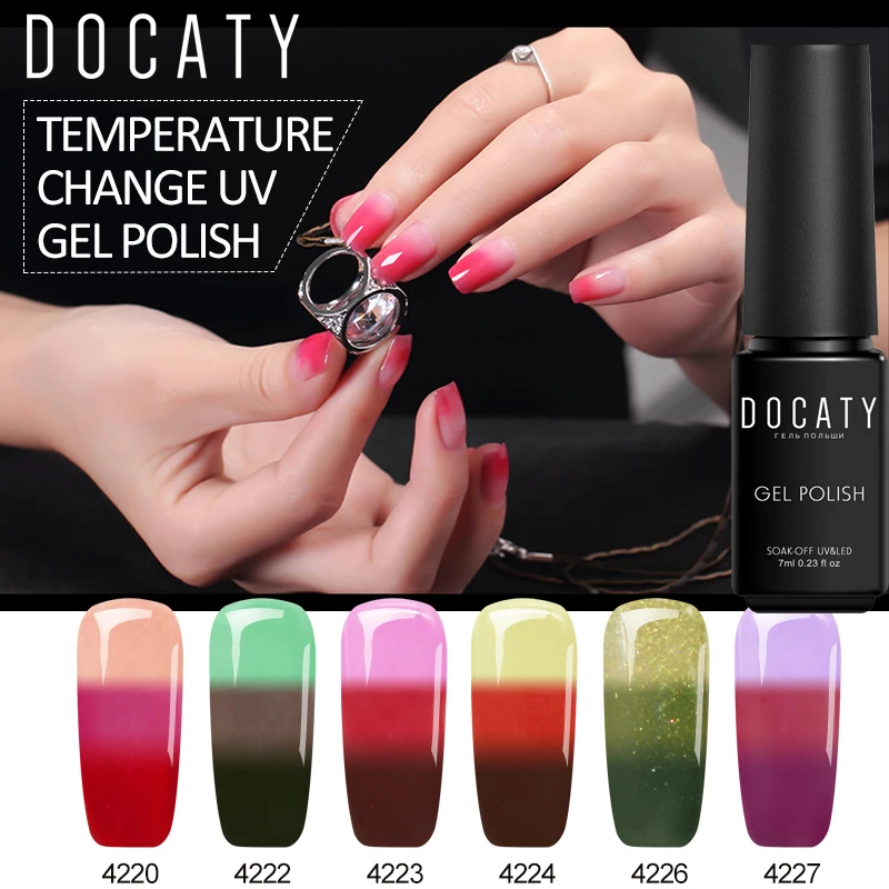 Docaty Температура УФ Гель лак Soak Off Хамелеон Термальность светодио дный гель для