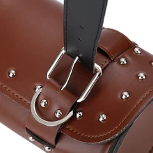 Hawksoar Motorcycle Scooter Universal Saddlebag Saddle PU Leather Roll Tool Bag Brown