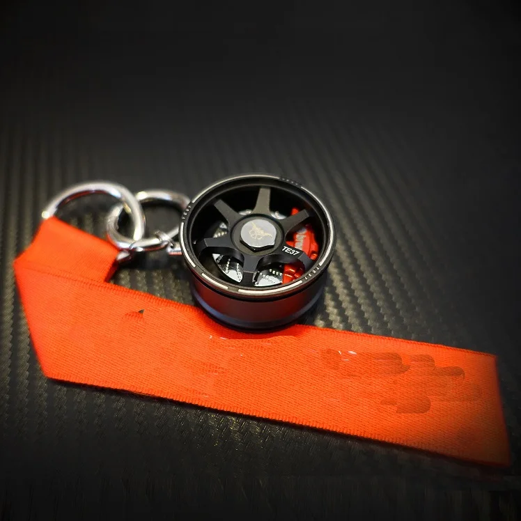 TOYIKIE высококлассный Роскошный Металлический автомобильный брелок для ключей с дисковым тормозом брелок для ключей - Название цвета: TE37-Black