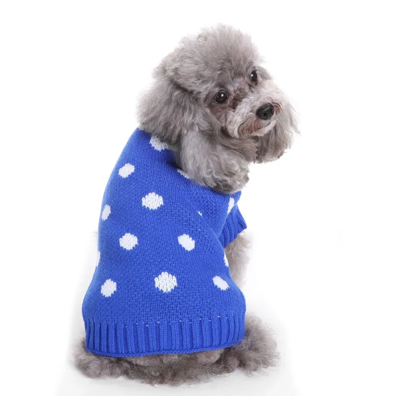 New Small Pet Dog Sweater Polka Dot Knitted Sweaters Puppy Fashion
