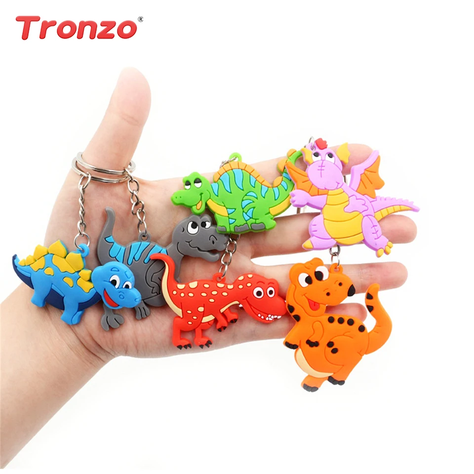 

Tronzo Dinosaur Rubber Keychain Dinosaur Party Supplies 6pcs Cute Pendant Key Chains Ring Birthday Party Decoration Kids Gift