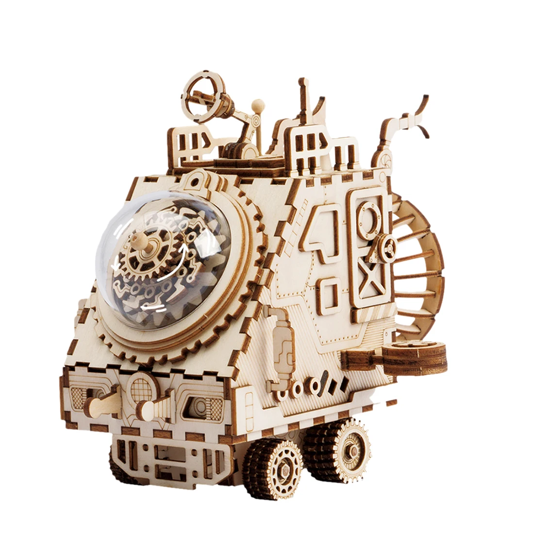 

ROBOTIME Steampunk Music Box Robot Spaceship Shape Colourable 3D Assembly DIY Steam Stem Toy