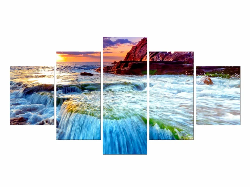 Factory wholesale Beautiful sea view Painting Custom Canvas Print On Canvas Printing Wall ...