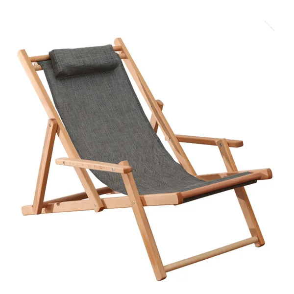 Регулируемый слинг стул из натурального бука деревянная рама портативный патио деревянный пляж складной регулируемый стул открытый шезлонг