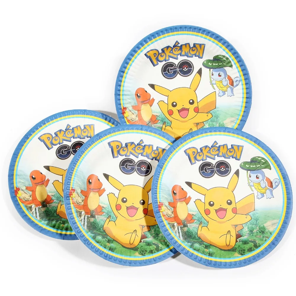 10PCS Wholesale Pikachu Theme Plate Party decorations Baby Happy
