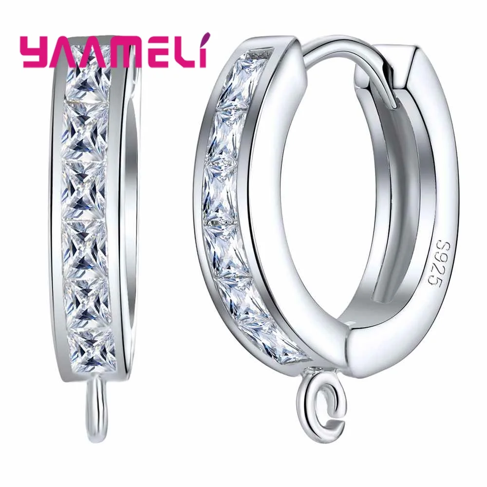 

Real 925 Sterling Silver Components Earwire Finding AAA Zircon Stone DIY Handmade Making Hoop Earrings Jewelry Accessory
