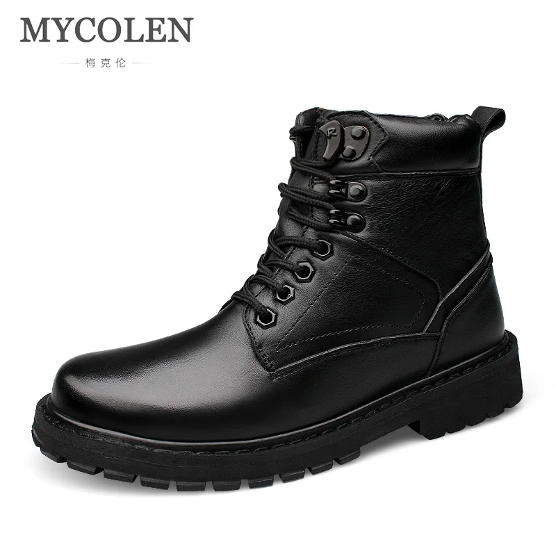 

MYCOLEN High Quality Genuine Leather Autumn Men Boots Winter Waterproof Ankle Boots Martin Boots Outdoor Boots Men Shoes Lace-Up