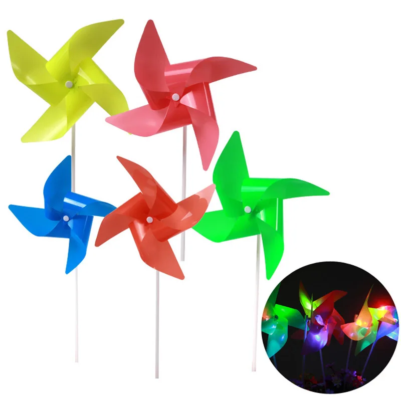 20Pcs/lot with light DIY Four leaves windmill solid color shooting