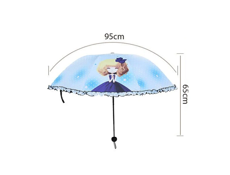 Korea cute princess children umbrella male and female primary school female folding umbrella black plastic sunscreen cartoon rain dual-use umbrella29