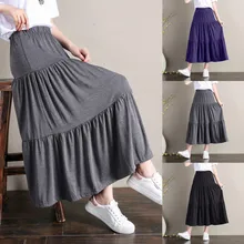 Женская юбка с высокой талией Миди плиссированная юбка с высокой талией Однотонная юбка Joker многослойная повседневная юбка в горошек женская одежда