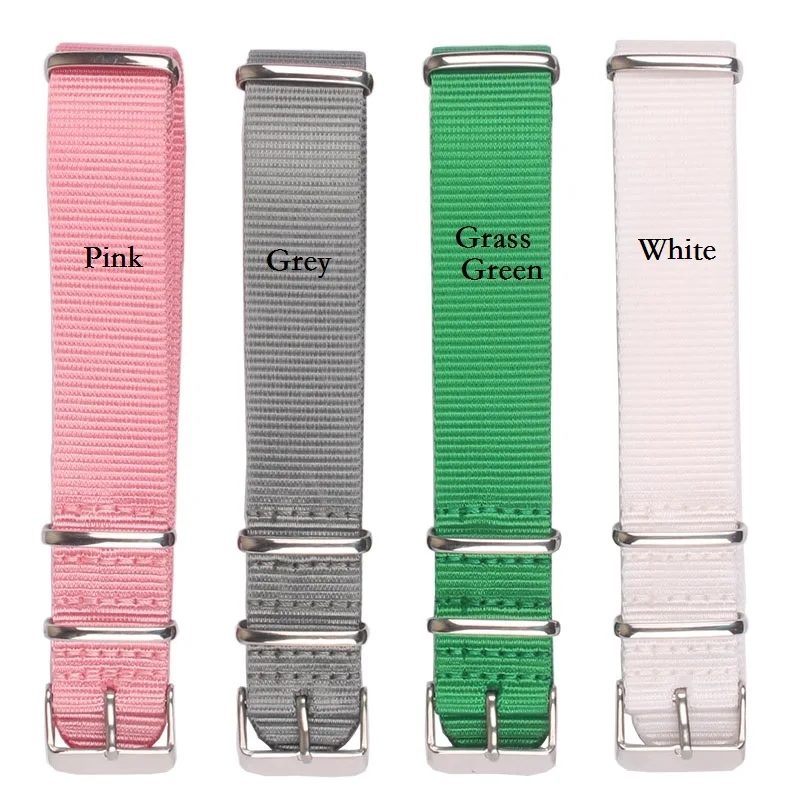 Durable Solid Color Nylon Watchband with Stainless Steel Buckle - Brown, Red, Black Strap Options