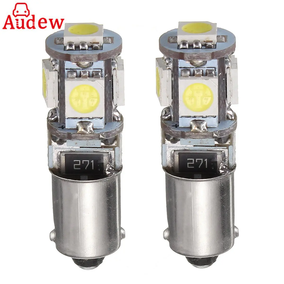 2Pcs BAX9S H6W 5 SMD Car LED Side Light Bulb Tail Parking Interior
