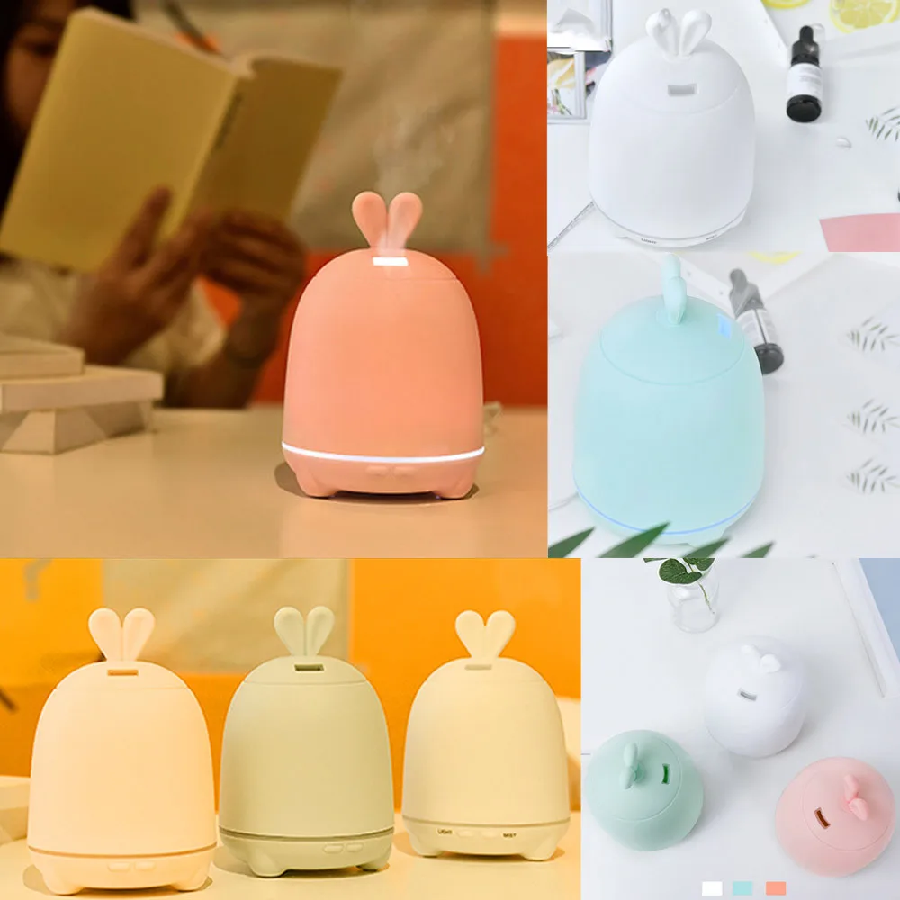 

ISHOWTIENDA 100ml compact and cute rabbit humidifier USB ultrasonic air purifier LED incense diffuser bedroom desktop office#35