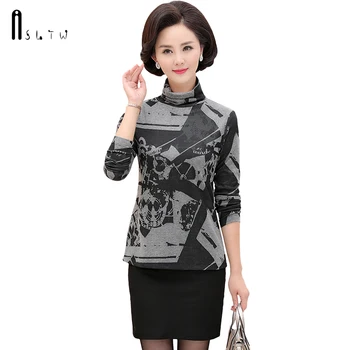 

ASLTW Plus Velvet Women's Turtleneck Sweater New Fashion Print Bottoming Shirt Long Sleeve Pullover Plus Size Top Women Sweater