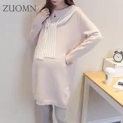 Новое поступление корейской Теплый для беременных Платья-свитеры с длинным рукавом свитера для беременных Для женщин Повседневное