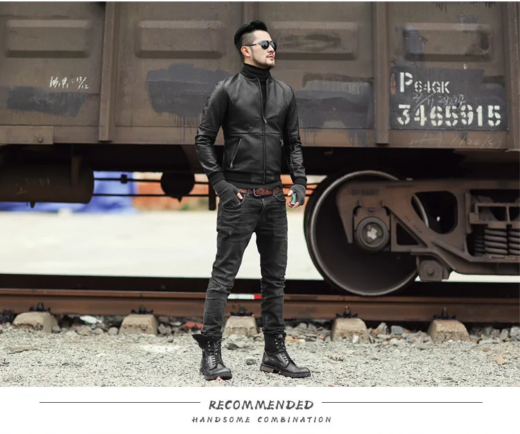 Зимняя мужская мотоциклетная байкерская куртка из искусственной кожи, мужская повседневная куртка пилота на молнии, НОВАЯ тонкая модная черная ветровка, верхняя одежда, куртка