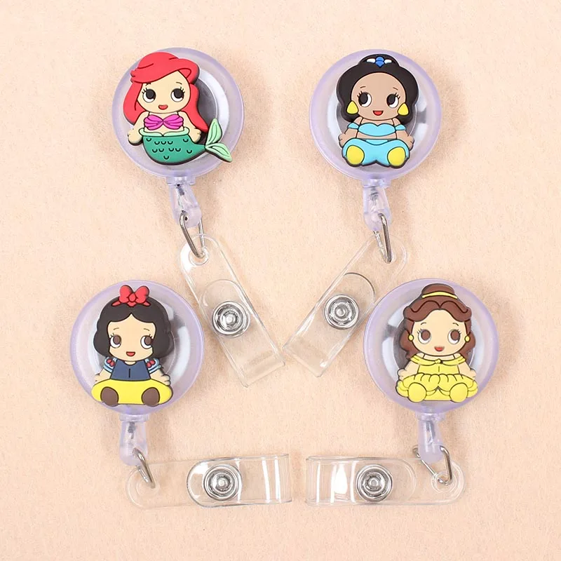 

New Cartoon 60cm Silicone Mermaid Princess Retractable Badge Reel Student Nurse Exhibition Enfermera Name Card ID Card Chest