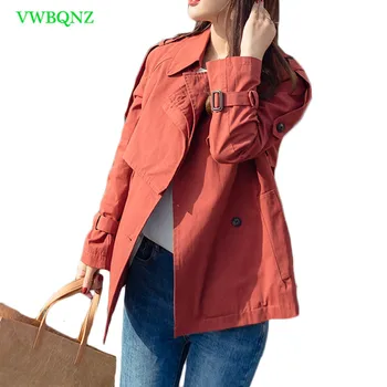 

New Spring Autumn Windbreaker Coat Women Korean Slim Short Student Trench coats Women's Thin section Khaki Cotton Overcoat A749