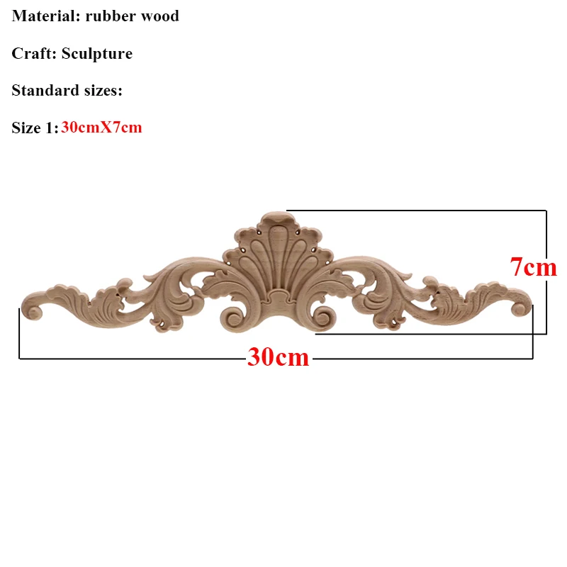 VZLX уникальные натуральные цветочные деревянные резные фигурки, декоративные угловые Аппликации, рамка для стен, дверей, мебели, резьба по дереву - Цвет: 30cmX7cm