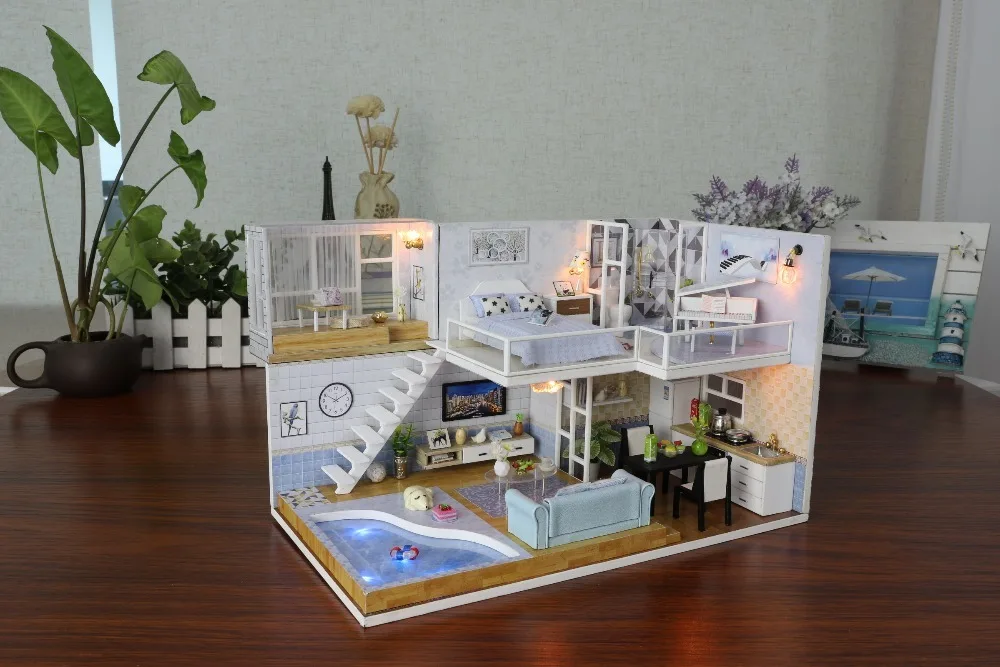Ручной работы Miniaturas деревянные Diy Кукольный дом миниатюрная кукольная мебель ручной работы модели наборы головоломки игрушки для детей подарок