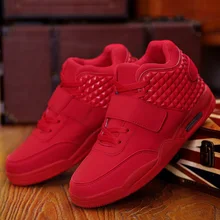 Men Fashion Shoes Winter Brand Casual Breathable Canvas High Top Shoes Lace Up Flat Red Wedge Rubber Sole Leather Trainers Boots