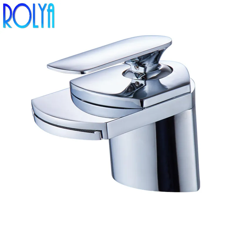 

ROLYA Waterfall Bathroom Sink Faucet Basin Mixer Tap Classic Solid Brass Single Hole in Chrome