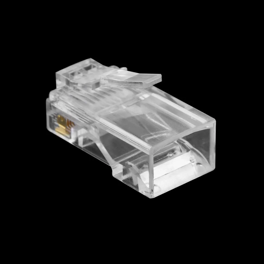 ESCAM 100 шт./компл. Универсальный кристалл голову RJ45 CAT5 CAT5E модульный разъем позолоченный Сетевой коннектор прозрачный