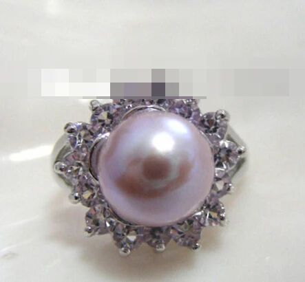 

07488 purple natural freshwater pearls ring