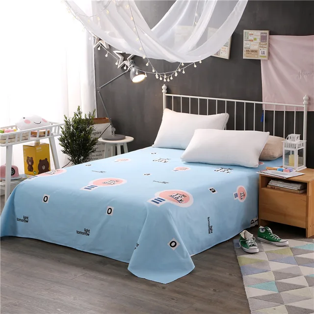flat sheet bed linens blue print cotton bedsheets home textile twin print flat sheets