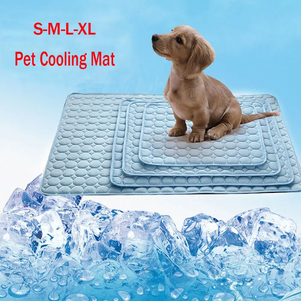 

2019 Newest Hot Summer Pets Dogs Cat Cooling Gel Mat Bed Heat Relief Non Toxic Cushion Pad Blue 29