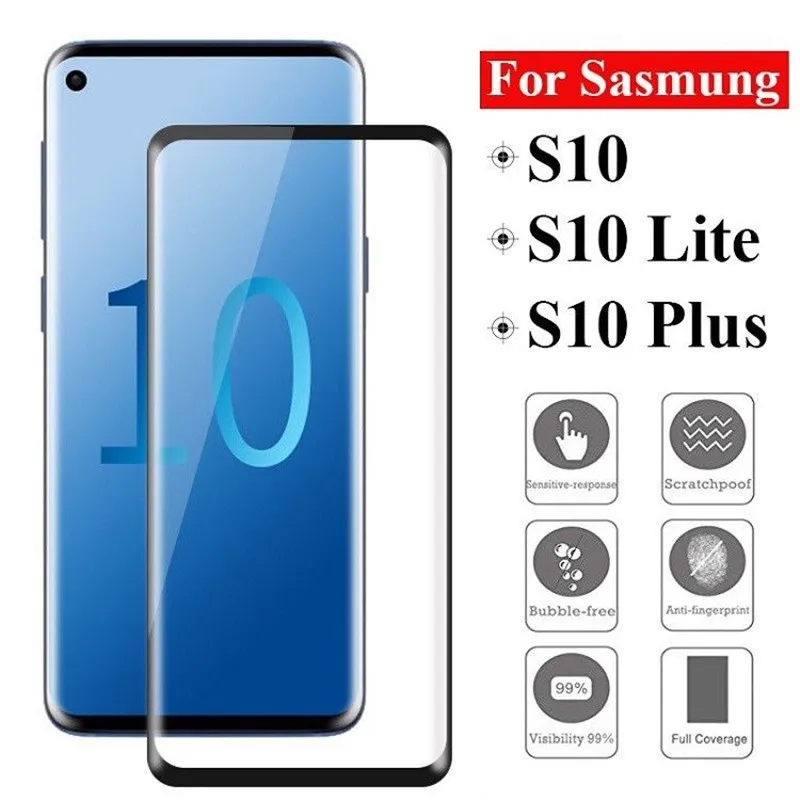 

3D Protective glass for samsung galaxy S10 plus lite tempered glas tremp s 10 s10plus s10lite 10s light samsun galax protector