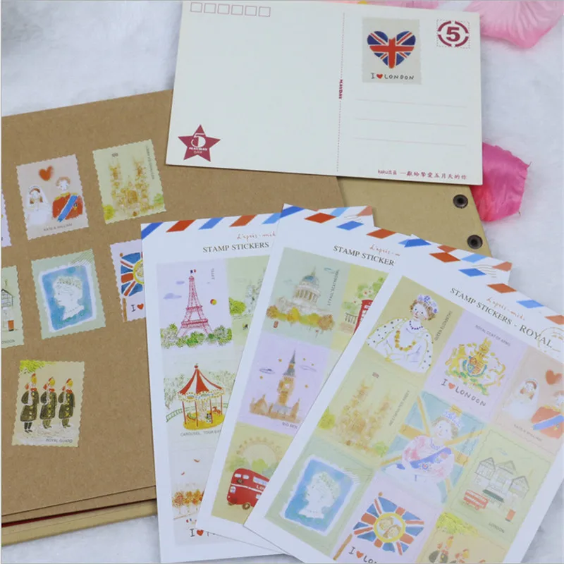

Hot Selling Fast Shipping one piece Landscape Stamp Stickers For 3 Style Random Delivery
