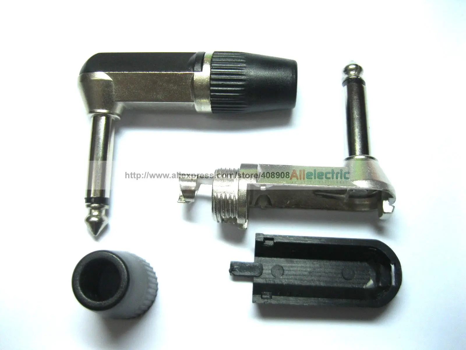 

12 Pcs Black 6.35mm Mono Audio Plug Nickel Plated Angle
