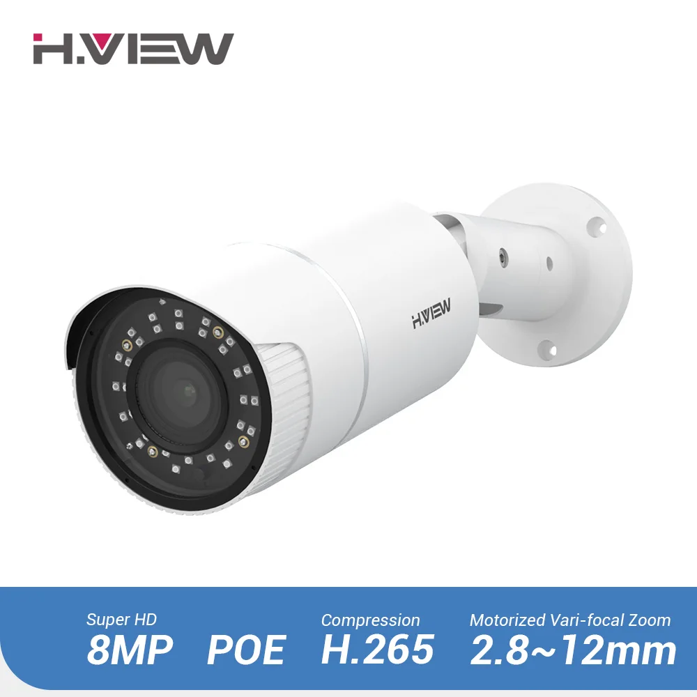 

H.VIEW PoE IP Camera 8mp H.265 CCTV Camera PoE Cameras Outdoor 4X Optical Zoom Auto Focus IP67 Onvif NAS IP Cameras