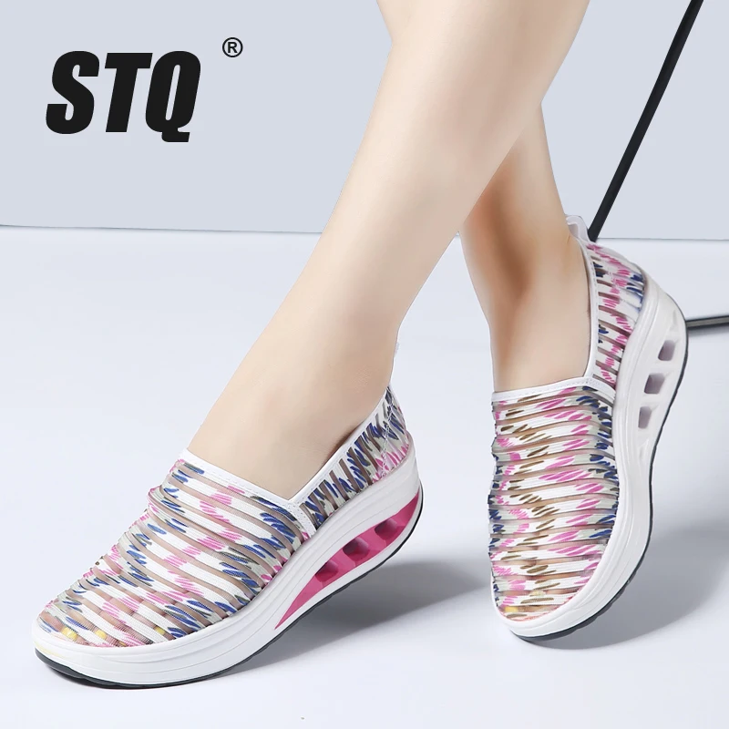 STQ 2018 Spring women flats women platform sneakers ladies creepers breathable mesh platform
