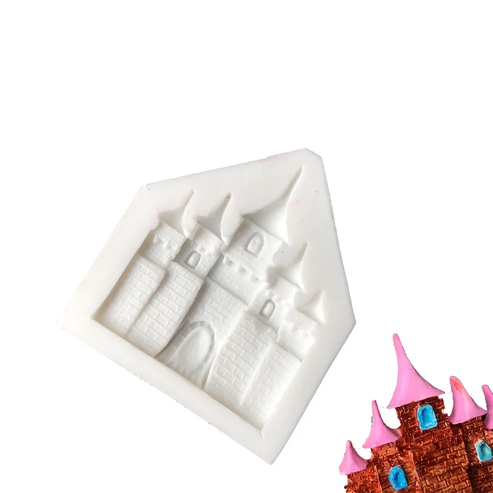 Aouke замок форма помадка кекс украшения формы торт силиконовые формы сахарная паста Конфеты Шоколад для мастики и глины плесень - Цвет: Розовый