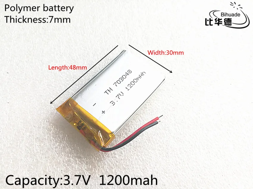 703048 de Polímero de Lítio Recarregável para Mp3 Frete Grátis Lote 3.7 v 1200 Mah Li-po Bateria Mp4 10 Pçs - - Image 3