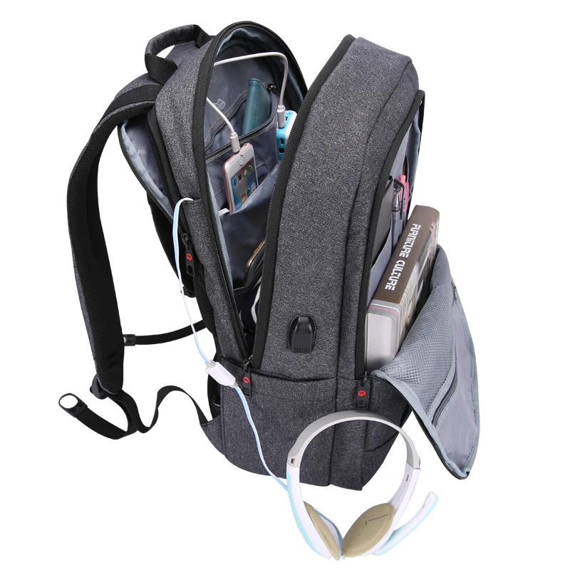 Nueva Mochila para ordenador portátil de 17 pulgadas con carga USB Anti-thief para mujer y hombre
