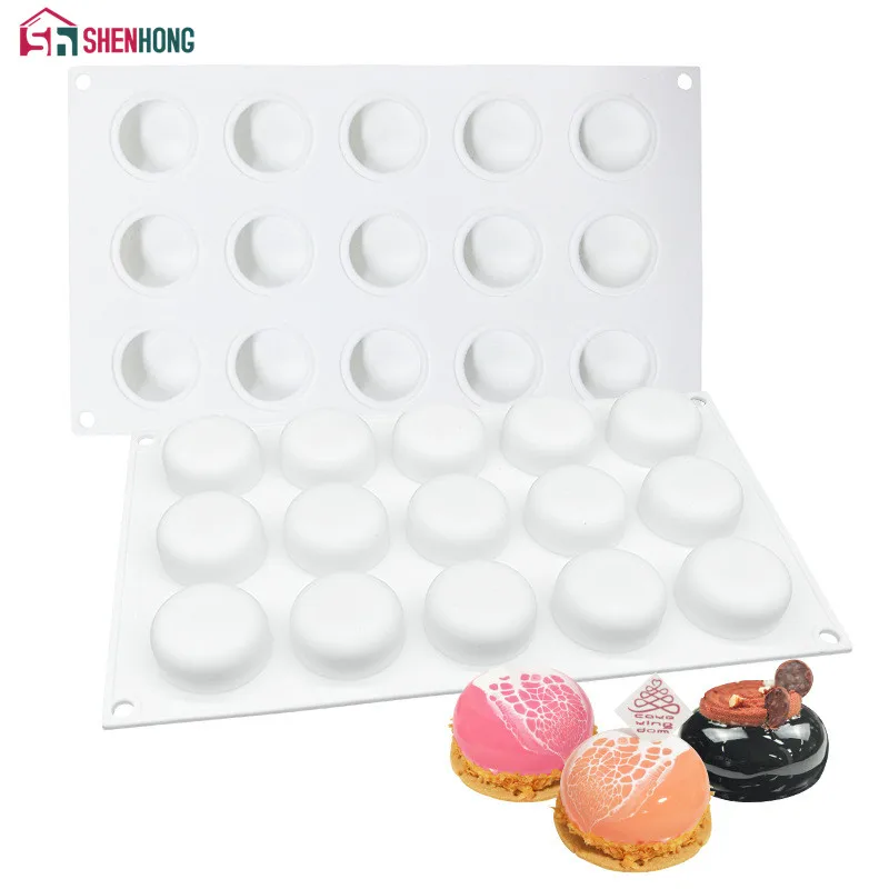 

SHENHONG 15 Hole Round Invagination Silicone Cake Decorating Mold For Baking Mould Dessert Mousse Pastry Bakewar Chocolate Mold