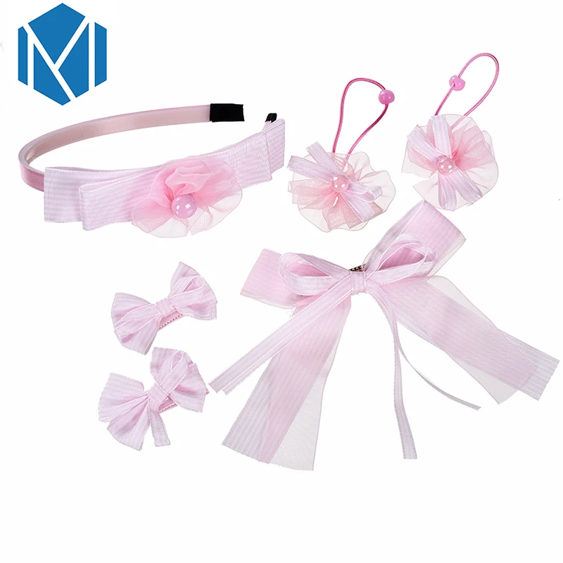 

MISM 6PCS Lovely Ribbon Bow Girls Hair Accessories Set Cute Candy Hair Bands Princess Kids Striped Flower Hairpins Lace Headband