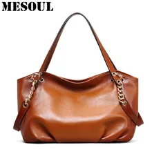 Women Top-Handle Bags Genuine Leather Female Shoulder Bags Vintage Brown Designer Handbags Satchel Purses Office Casual Hand Bag