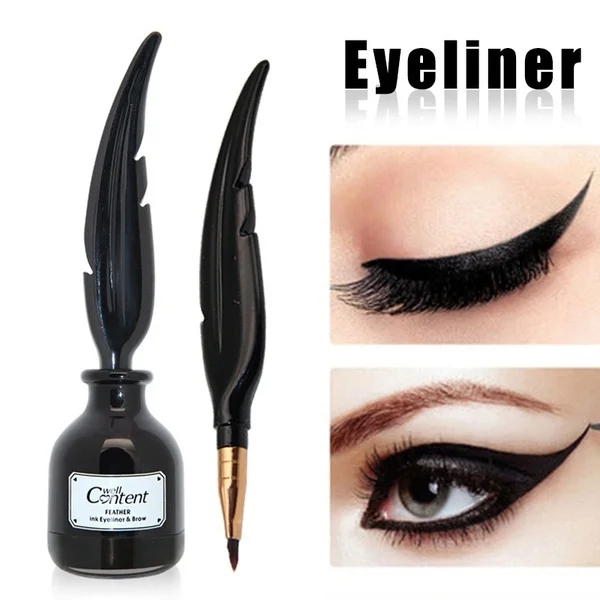 

Women Beauty Makeup Long Lasting Non Blooming Feather Head Black Smooth Air Cushion Eyeliner Gel