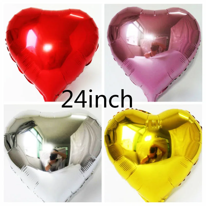 Nový příjezd 1 kus / šarže 24 palcový srdeční balón 60CM ZLATÝ / MODRÝ / ČERVENÝ / STŘÍBRNÝ srdeční globus pro svatební / narozeninovou oslavu