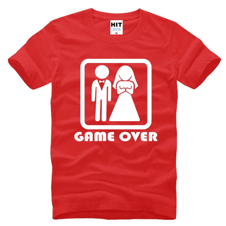 Game over Брак Свадебные Юмор Творческий свадебный подарок Для мужчин S футболка 2018