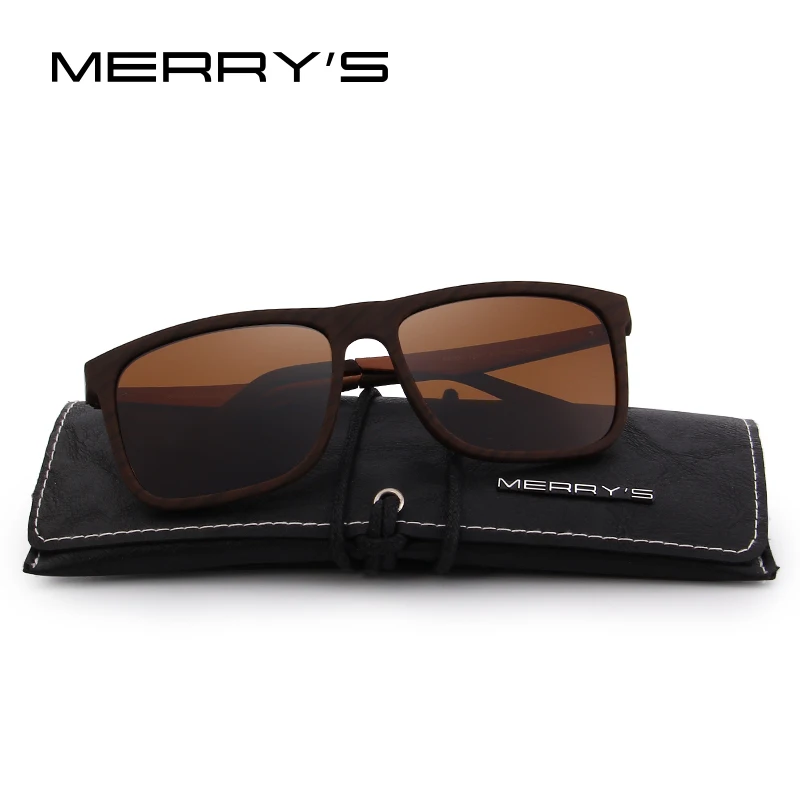 Merry's Дизайнерские Мужские поляризационные Квадратные Солнцезащитные очки, модные мужские очки, авиационные Алюминиевые ножки, УФ-защита S'8250 - Цвет линз: C04 Brown